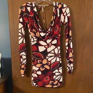 Cache Red and Black cowl Neck Top